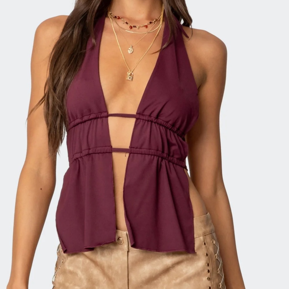 Edikted Red Tank Top with Cut Out Backless Design